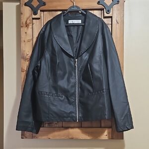 Cleo Black Faux Leather Blazer Style Jacket Est. XXL